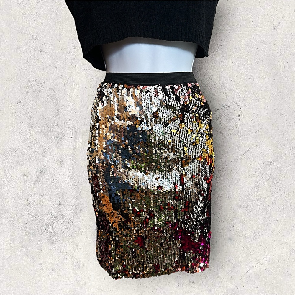 FOREVER 21 Black, Pink, Red, Gold, Silver, Metallic SEQUIN Pencil Skirt. New